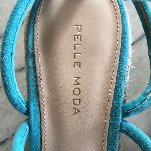 Like new Pelle Moda turquoise suede espadrille wedge heel 7.5 - Picture 2 of 10
